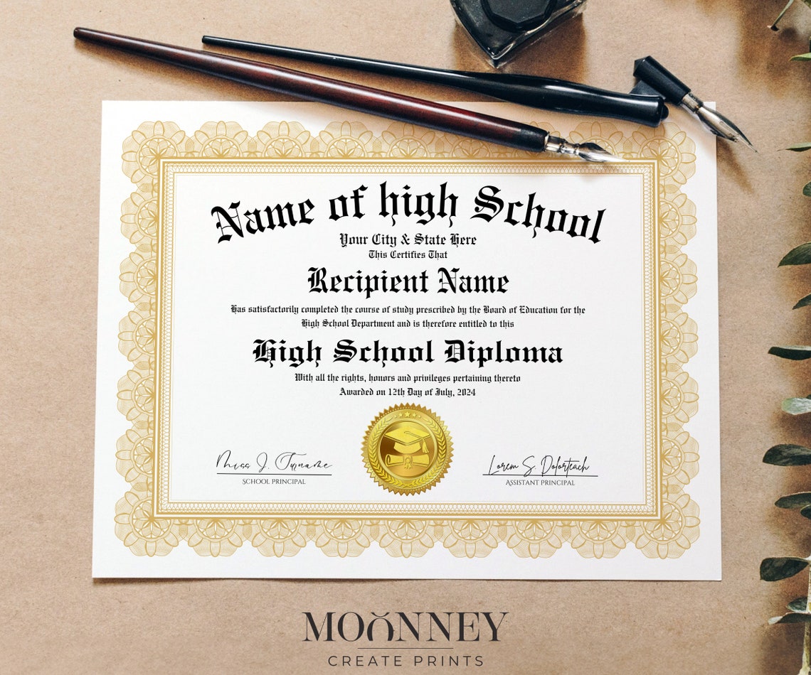 Editable High School Diploma, Home School Diploma, Editable Template on