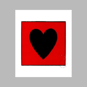 Heart Print Heart Screenprint Valentine&#39;s day Love gift Contemporary art Screenprint Love print Anniversary gift Wall art