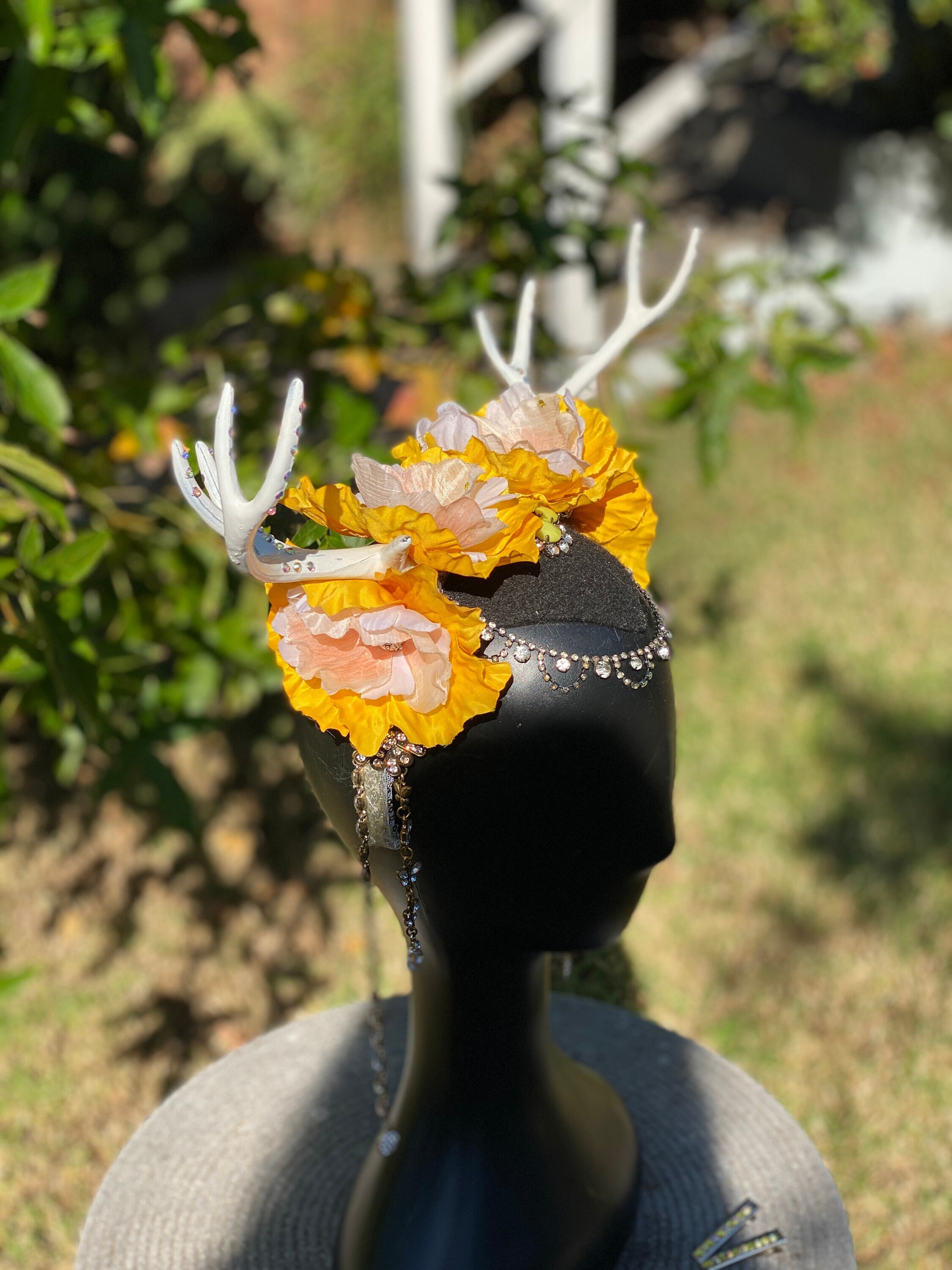 ? Awesome Colorful Floral Flower Vine Antler Headband Headdress ? Antler Headband Halloween Deer Horn Crown Tree Branch  main image 4