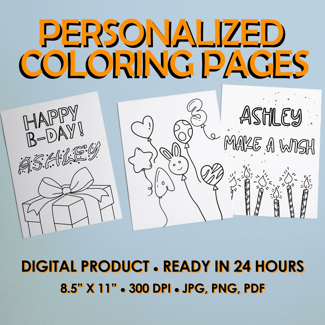 Customizable Birthday Coloring Pages for Gift Personalized - Etsy