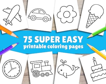 75 Easy Coloring Pages For Kids, Toddlers, Preschoolers Toddlers Coloring Book Simple Coloring Pages Homeschool Printable, Kindergarten