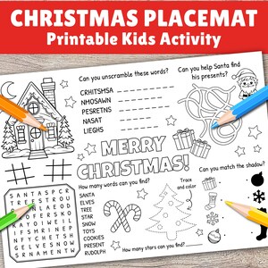 Christmas Activity Placemat Christmas Coloring Placemat Printable Christmas Placemat for Kids Christmas Coloring Pages For Kids Toddlers