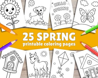 Spring Easy Coloring Pages For Kids, Toddlers, Preschoolers Toddlers Coloring Book Simple Coloring Pages Homeschool Printable, Kindergarten