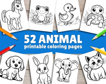 52 pages à colorier faciles pour les enfants, les tout-petits et les enfants d'âge préscolaire - Livre de coloriage pour tout-petits, pages à colorier simples à imprimer pour l'école à la maison, maternelle