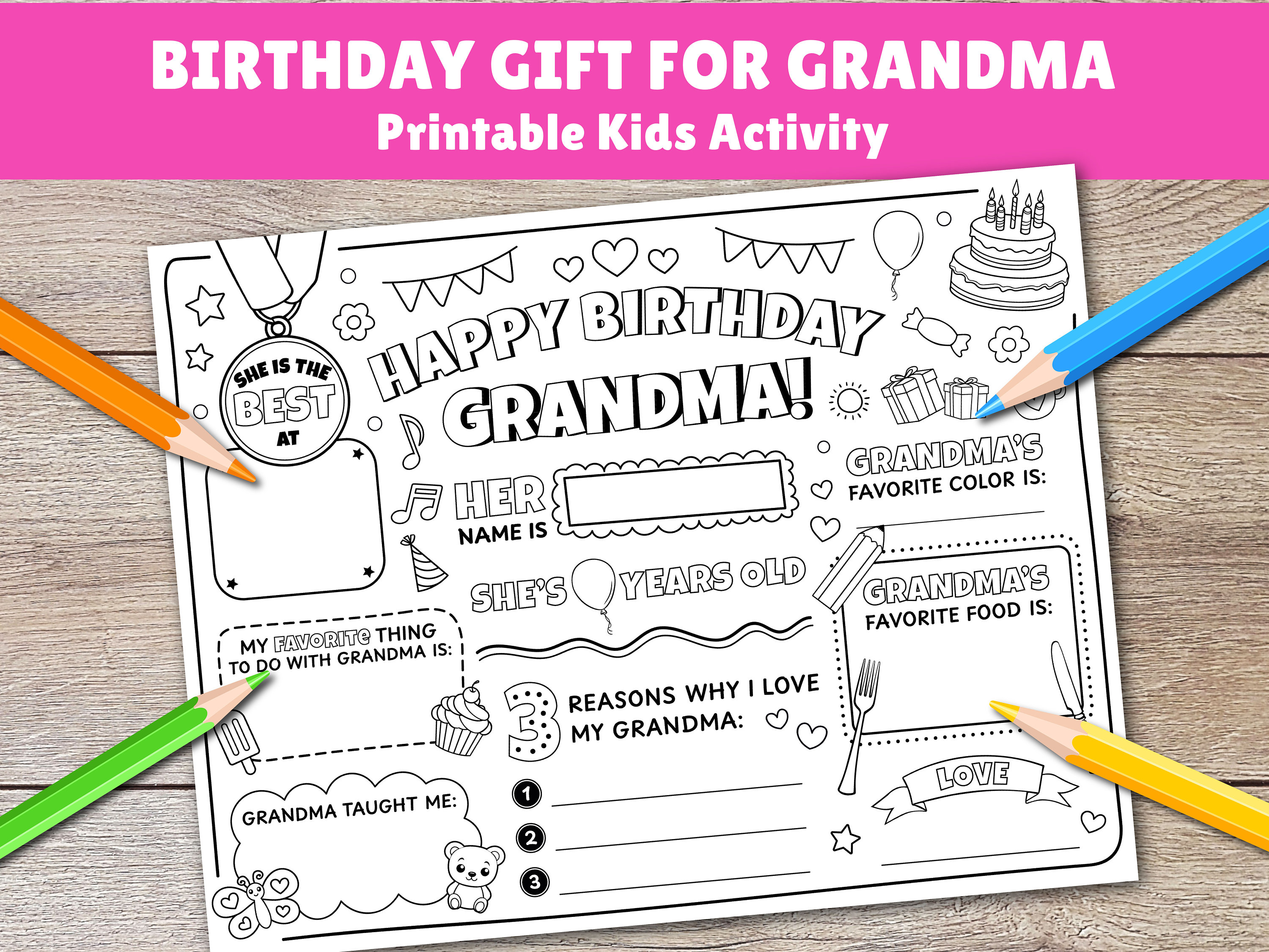 Happy Birthday Grandma Coloring Page Printable All About Grandma ...