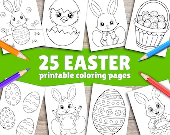 Easter Easy Coloring Pages For Kids, Toddlers, Preschoolers Toddlers Coloring Book Simple Coloring Pages Homeschool Printable, Kindergarten