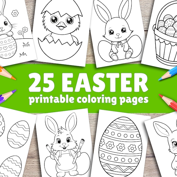 Easter Easy Coloring Pages For Kids, Toddlers, Preschoolers Toddlers Coloring Book Simple Coloring Pages Homeschool Printable, Kindergarten