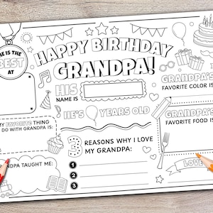 Happy Birthday Grandpa Coloring Page Printable All About Grandpa Fill ...