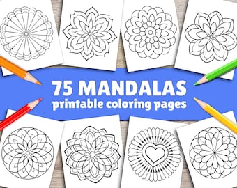 75 Gemakkelijke Mandala Kleurplaten voor kinderen Peuters Kleuters Peuters Kleurboek Eenvoudige Kleurplaten Homeschool Afdrukbare kleuterschool