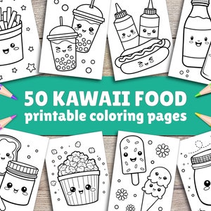 Easy Kawaii Coloring Pages For Kids Toddlers Preschoolers Toddlers Coloring Book Gift Cute Coloring Pages Homeschool Printable Kawaii Food