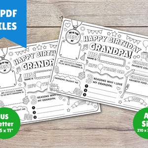 Happy Birthday Grandpa Coloring Page Printable All About Grandpa Fill ...