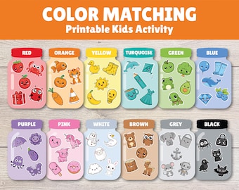 Actividades de clasificación de colores Hojas de trabajo del juego de combinación de colores Clasificación de colores en frascos Clasificación de colores Preescolar Educación en el hogar Aprendizaje de colores para niños pequeños