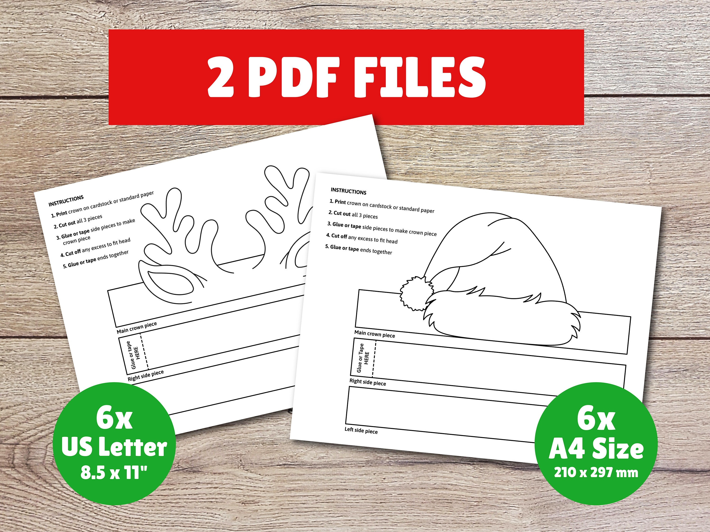 Christmas Paper Crowns Easy Coloring Activity Printable Kids Craft Hats ...