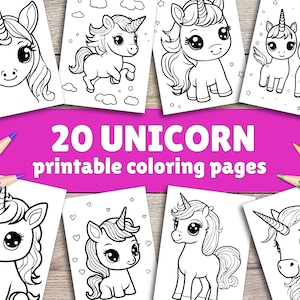 Niedliche Einhorn Malseiten für Kinder Kawaii Einhorn Malseiten Printable Einhorn Malseiten für Mädchen Einhorn Printables