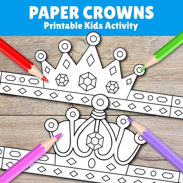 Paper Crown Craft Prince Princess Hat Coloring Queen Royal Celebration Party Bag Filler King Dress-up Role Play Coloring Printable Activity
