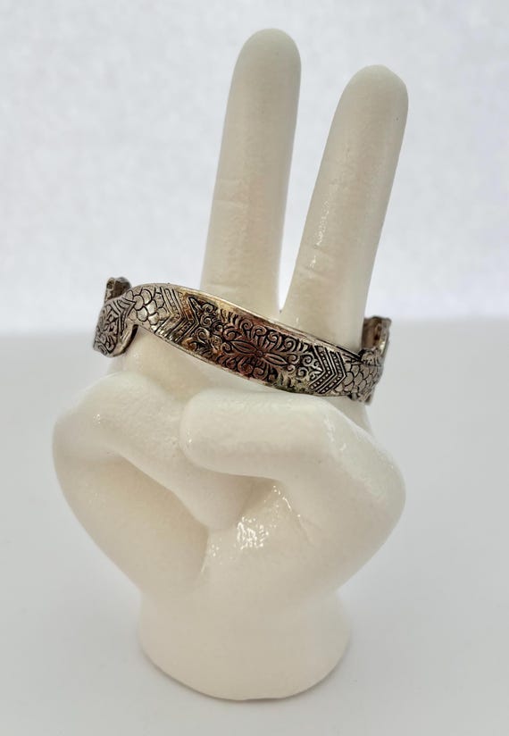 Double Headed Snake Hinged Bangle Bracelet Vintage - image 4