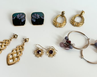 Earrings Lot of 5 Pairs of Pierced Vintage