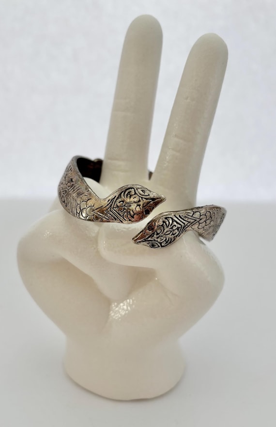 Double Headed Snake Hinged Bangle Bracelet Vintage - image 1