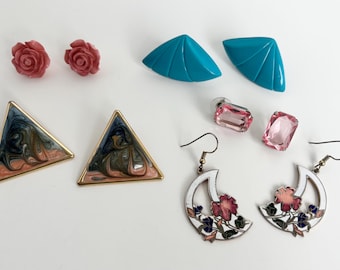 Lote de 5 pares de pendientes vintage/modernos perforados