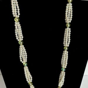 Yellow and Pearl Multi Strand Beaded Necklace