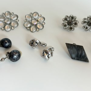 Earrings Lot 5 Pairs Clip On Vintage