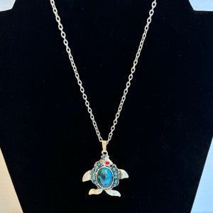 Turquoise Fish Pendant Necklace Vintage