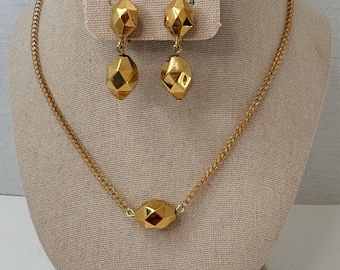 Avon Golden Reflections Necklace and Earrings Set 1980’s era