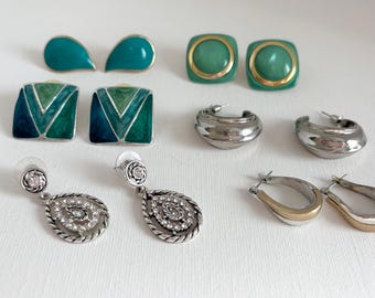 Lote de 6 pares de pendientes Vintage/Moderno perforados