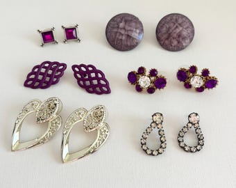 Lote de 6 pares de pendientes Vintage/Moderno perforados