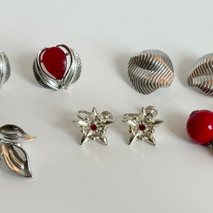 Earrings Lot 5 Pairs Clip On Vintage