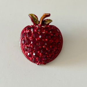 Red Rhinestone Apple Brooch