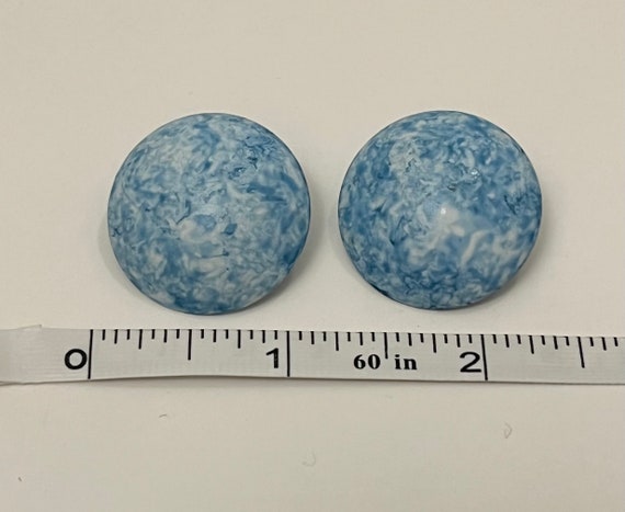 Blue Speckled Round Clip On Earrings - image 4