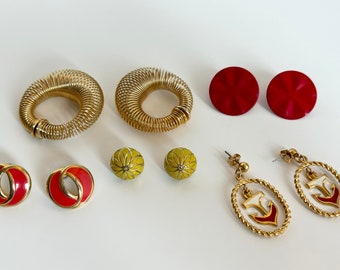 Earrings Lot of 5 Pairs of Pierced Vintage