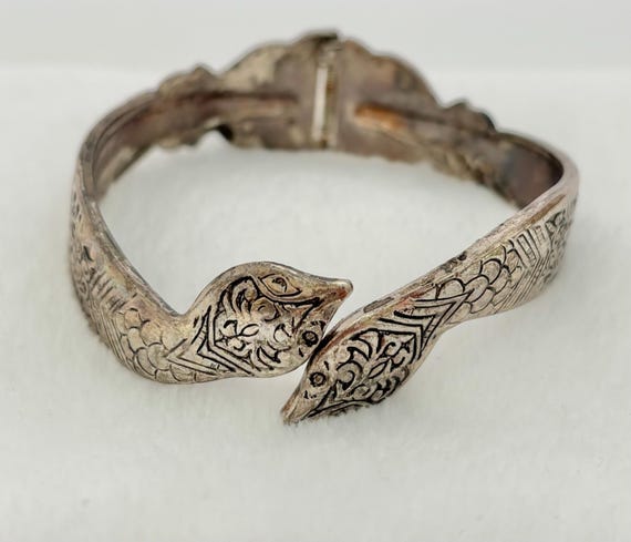 Double Headed Snake Hinged Bangle Bracelet Vintage - image 2