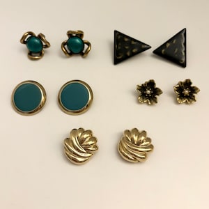 Earrings Lot 5 Pairs Clip On Vintage