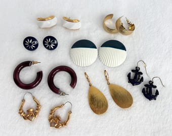 Earrings Lot of 8 Pairs Vintage/Modern Pierced