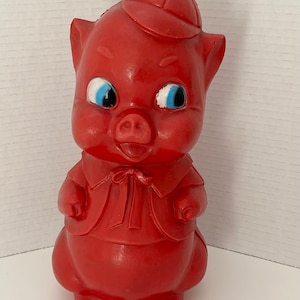 Piggy Bank Red Blow Mold Vintage