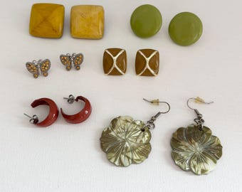Lote de 6 pares de pendientes Vintage/Moderno perforados