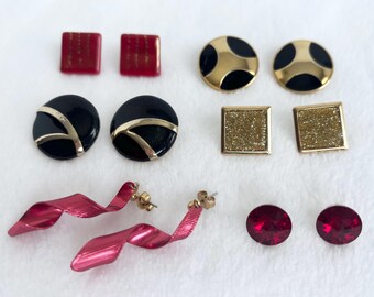 Lote de 6 pares de pendientes vintage/modernos perforados