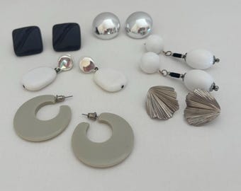 Lote de 6 pares de pendientes vintage perforados