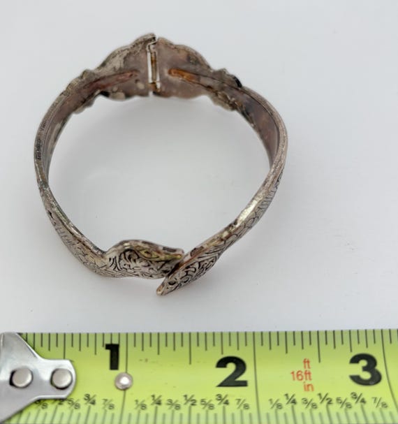 Double Headed Snake Hinged Bangle Bracelet Vintage - image 11