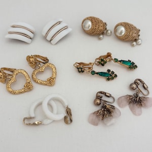Earrings Lot of 6 Pairs Clip On Vintage