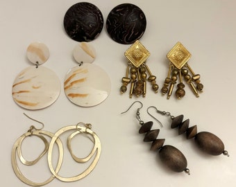 Earrings Lot of 5 Pairs of Pierced Vintage