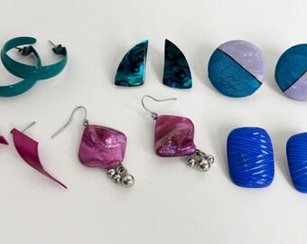 Lote de 6 pares de pendientes Vintage/Moderno perforados