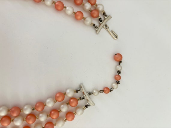 Peach Beaded Multi Strand Necklace Vintage - image 5