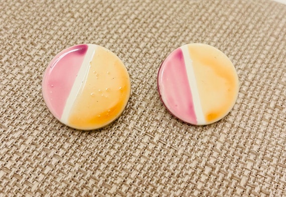 Vintage Sherbet Colored Clip On Earrings - image 1