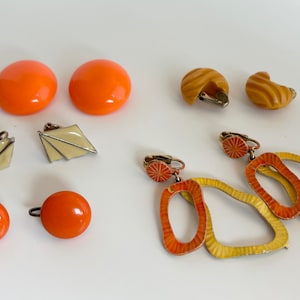 Earrings Lot 5 Pairs Clip On Vintage