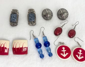 Lote de 6 pares de pendientes Vintage/Moderno perforados