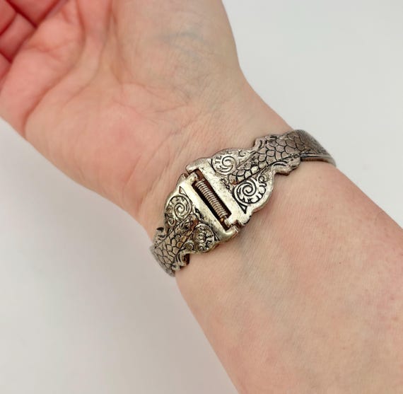 Double Headed Snake Hinged Bangle Bracelet Vintage - image 8