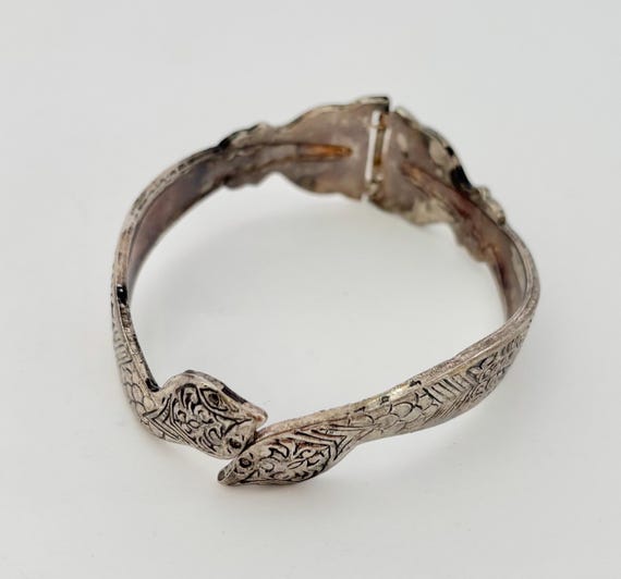 Double Headed Snake Hinged Bangle Bracelet Vintage - image 5